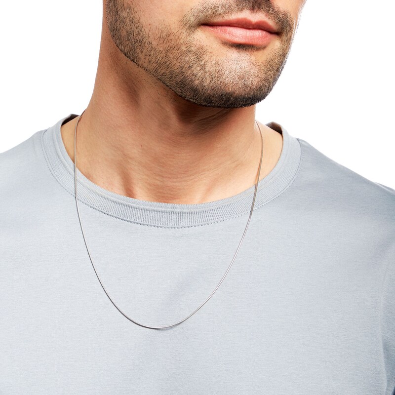 Main Image 2 of 1.05mm Adjustable Snake Chain Necklace in Solid Sterling Silver  - 22"