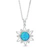 Thumbnail Image 0 of 7.0mm Lab-Created Blue Opal and White Sapphire Sunburst Frame Drop Pendant in Sterling Silver