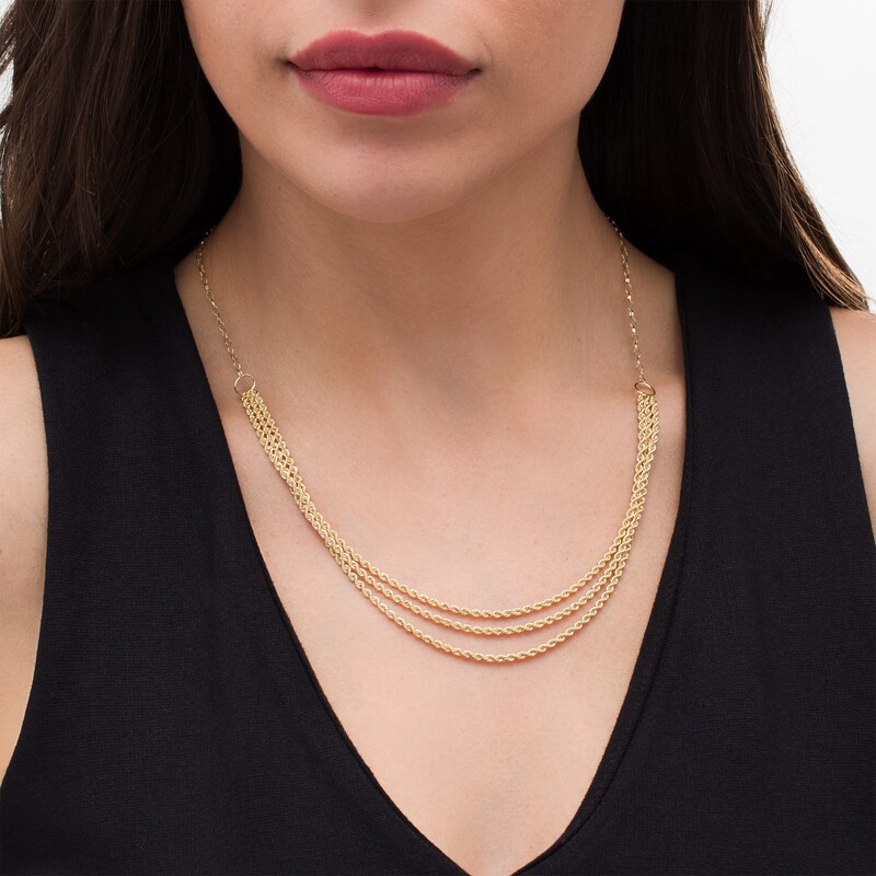 Main Image 2 of 2.2mm Rope Chain Triple Strand Necklace in 14K Gold - 19.5"
