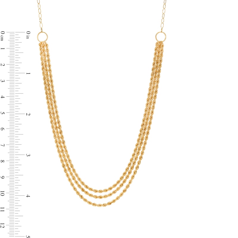 Main Image 4 of 2.2mm Rope Chain Triple Strand Necklace in 14K Gold - 19.5"