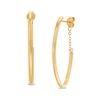 Thumbnail Image 0 of Oval Tube J-Hoop with Chain Earrings in 14K Gold