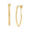 Thumbnail Image 1 of Oval Tube J-Hoop with Chain Earrings in 14K Gold