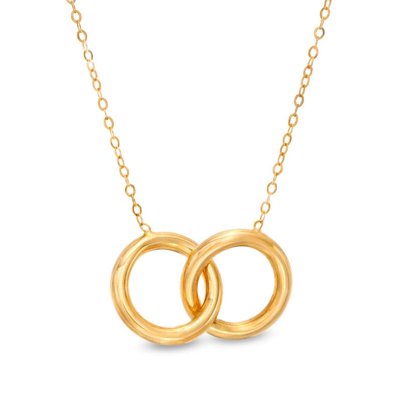 Italian Gold Interlocking Open Circles Necklace in 14K Gold