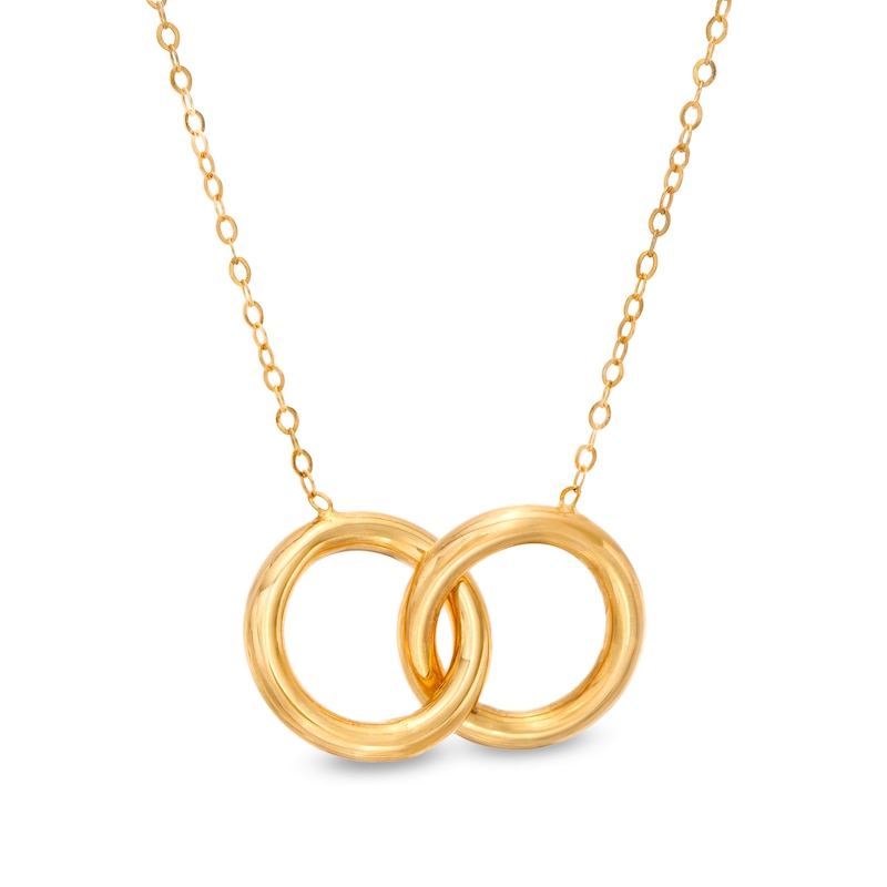 Italian Gold Interlocking Open Circles Necklace in 14K Gold|Peoples Jewellers