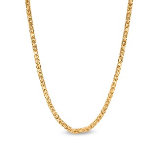 Men's 3.0mm Byzantine Chain Necklace in Solid 14K Gold - 22"