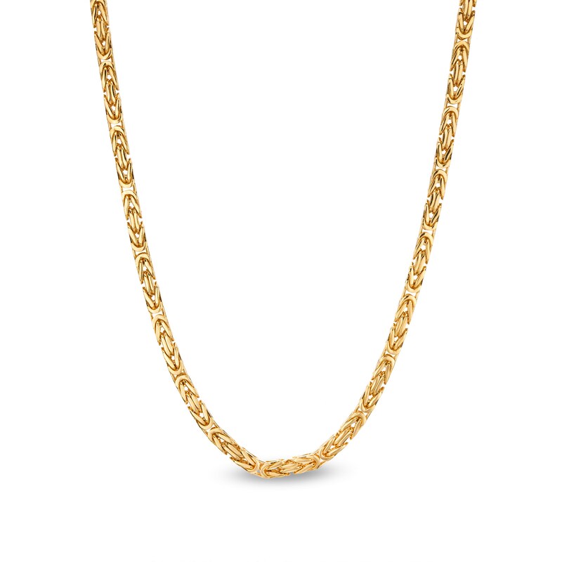 Main Image 1 of Men's 3.0mm Byzantine Chain Necklace in Solid 14K Gold - 22"