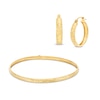 Thumbnail Image 1 of Diamond-Cut Flex Bangle and Hoop Earrings Set in 10K Gold - 7.5"
