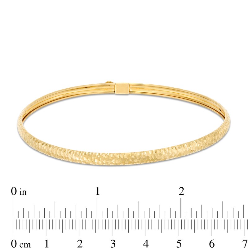 Diamond-Cut Flex Bangle and Hoop Earrings Set in 10K Gold - 7.5"