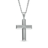 Men's 0.04 CT. T.W. Diamond Cross Pendant in Stainless Steel – 24"