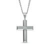 Thumbnail Image 1 of Men's 0.04 CT. T.W. Diamond Cross Pendant in Stainless Steel – 24"