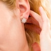 Thumbnail Image 2 of 0.69 CT. T.W. Certified Diamond Flower Frame Stud Earrings in 14K Gold (I/I2)