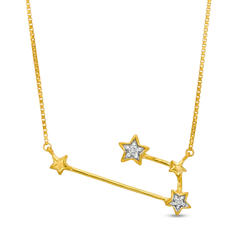 Main Image 1 of Diamond Accent Aries Constellation Necklace in Sterling Silver with14K Gold Plate