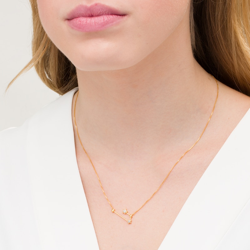 Diamond Accent Aries Constellation Necklace in Sterling Silver with14K Gold Plate