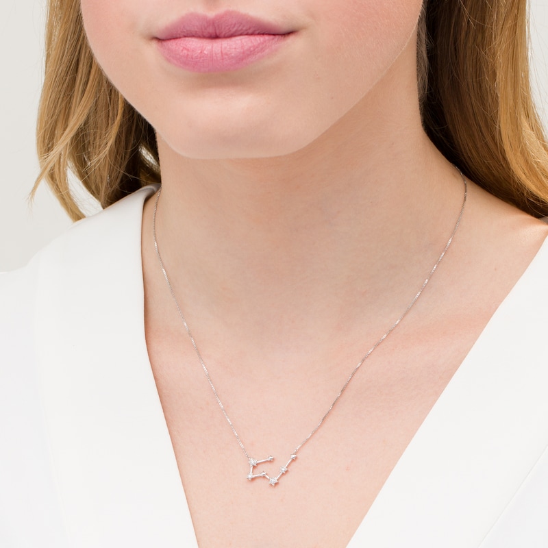 Diamond Accent Taurus Constellation Necklace in Sterling Silver