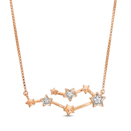 Diamond Accent Gemini Constellation Necklace in Sterling Silver with 14K Rose Gold Plate