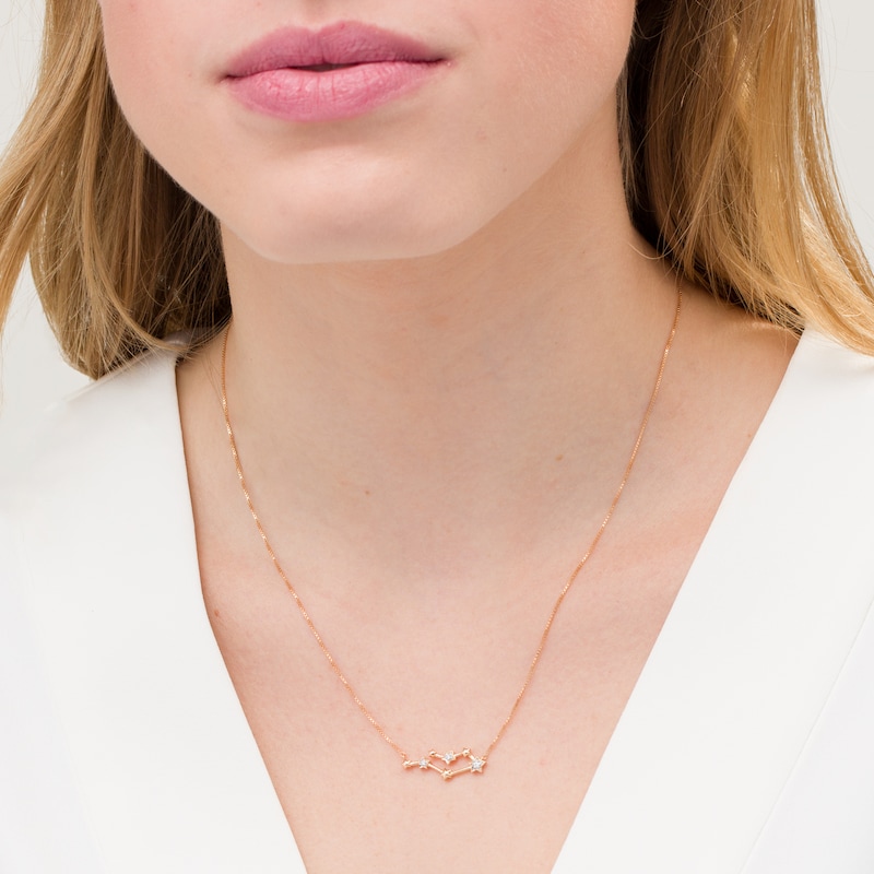 Main Image 2 of Diamond Accent Gemini Constellation Necklace in Sterling Silver with 14K Rose Gold Plate