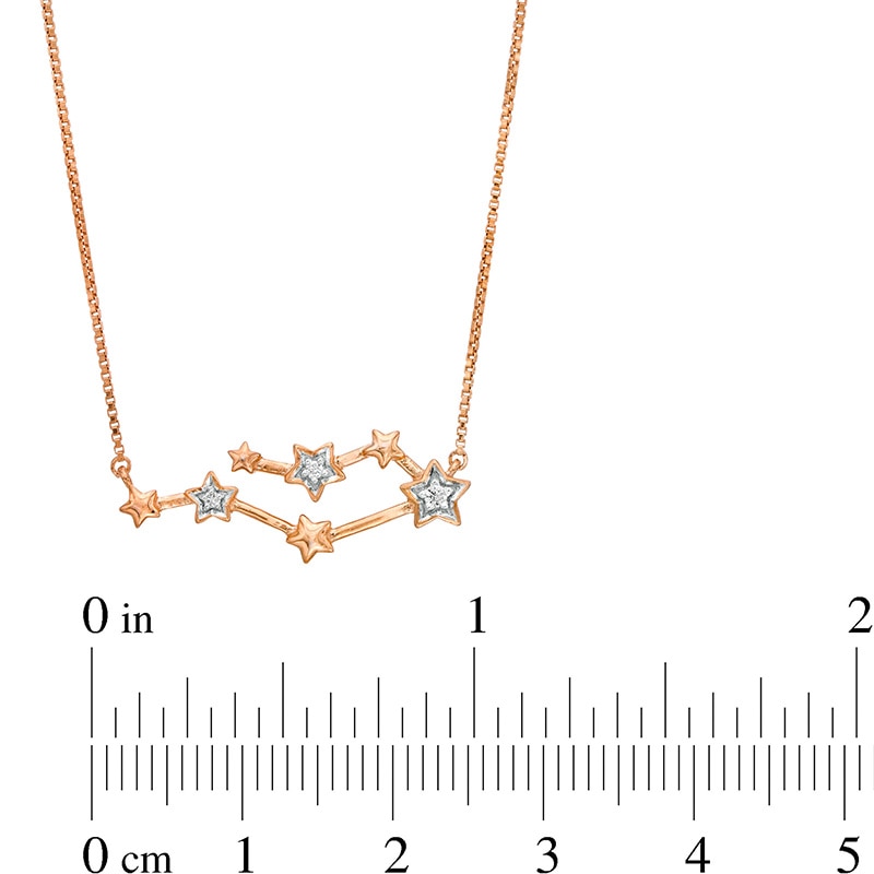 Diamond Accent Gemini Constellation Necklace in Sterling Silver with 14K Rose Gold Plate