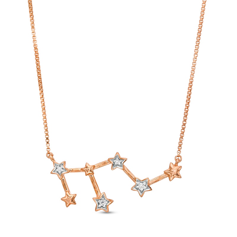 Main Image 1 of Diamond Accent Leo Constellation Necklace in Sterling Silver with 14K Rose Gold Plate