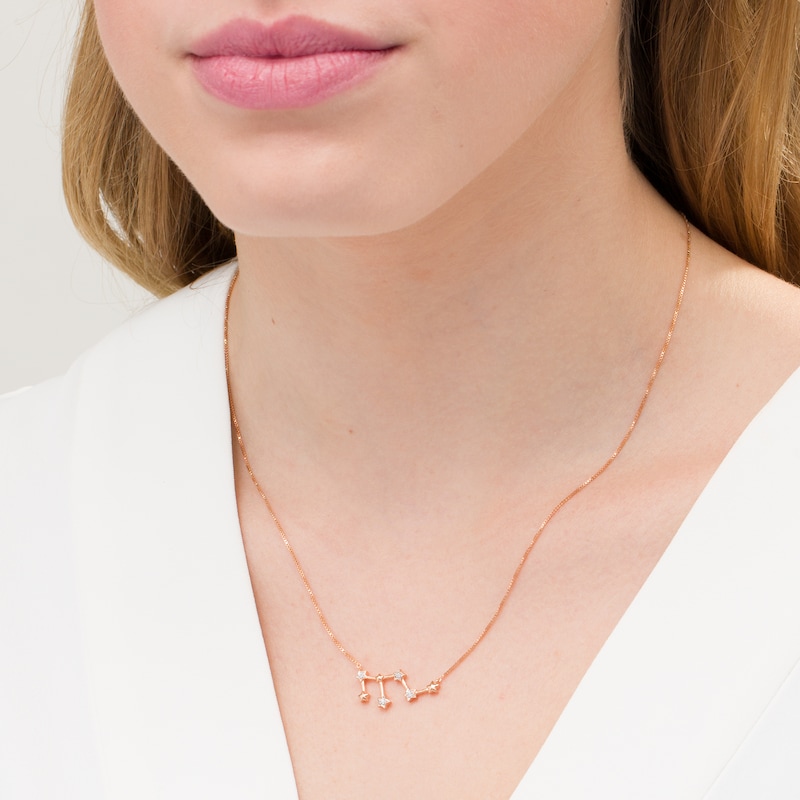 Main Image 2 of Diamond Accent Leo Constellation Necklace in Sterling Silver with 14K Rose Gold Plate