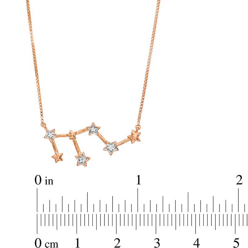 Main Image 3 of Diamond Accent Leo Constellation Necklace in Sterling Silver with 14K Rose Gold Plate