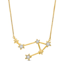 Diamond Accent Libra Constellation Necklace in Sterling Silver with 14K Gold Plate