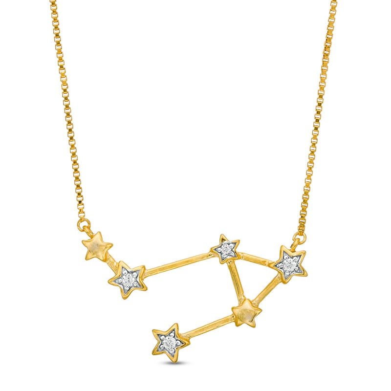 Main Image 1 of Diamond Accent Libra Constellation Necklace in Sterling Silver with 14K Gold Plate