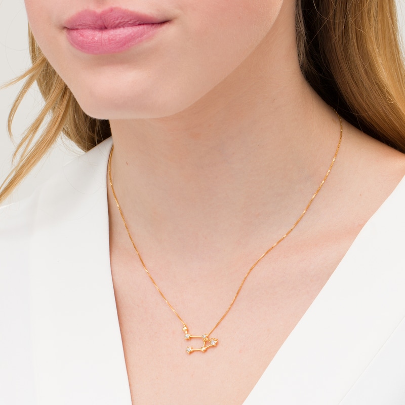 Main Image 2 of Diamond Accent Libra Constellation Necklace in Sterling Silver with 14K Gold Plate