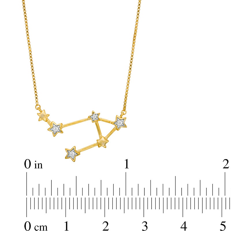 Main Image 3 of Diamond Accent Libra Constellation Necklace in Sterling Silver with 14K Gold Plate