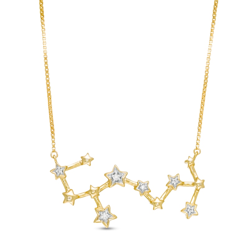 Main Image 1 of 0.04 CT. T.W. Diamond Scorpio Constellation Necklace in Sterling Silver with 14K Gold Plate