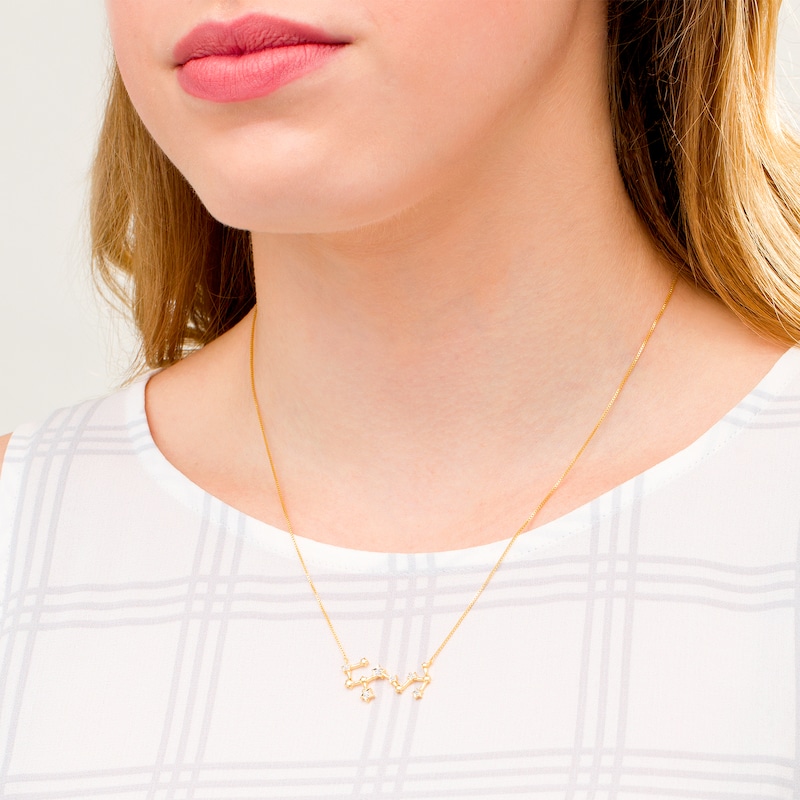 Main Image 2 of 0.04 CT. T.W. Diamond Scorpio Constellation Necklace in Sterling Silver with 14K Gold Plate