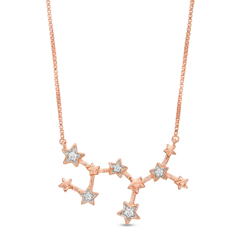 Main Image 1 of 0.04 CT. T.W. Diamond Sagittarius Constellation Necklace in Sterling Silver with 14K Rose Gold Plate