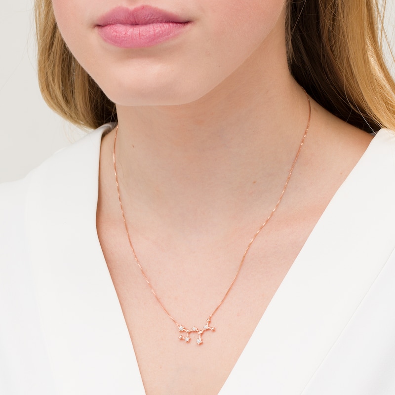 Main Image 2 of 0.04 CT. T.W. Diamond Sagittarius Constellation Necklace in Sterling Silver with 14K Rose Gold Plate