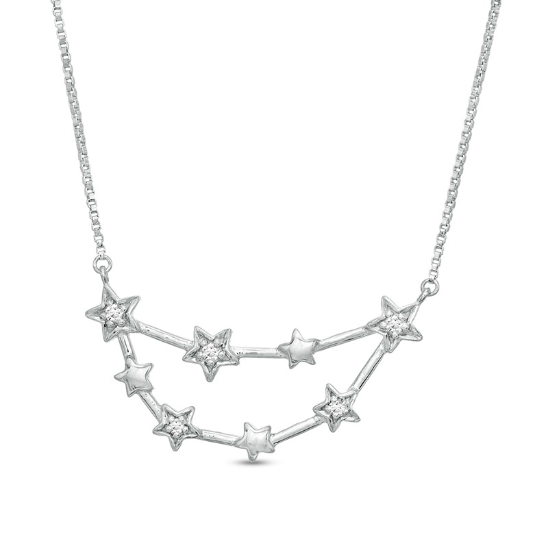 Main Image 1 of 0.04 CT. T.W. Diamond Capricorn Constellation Necklace in Sterling Silver