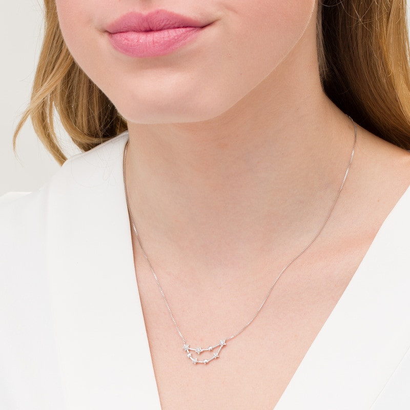 Main Image 2 of 0.04 CT. T.W. Diamond Capricorn Constellation Necklace in Sterling Silver