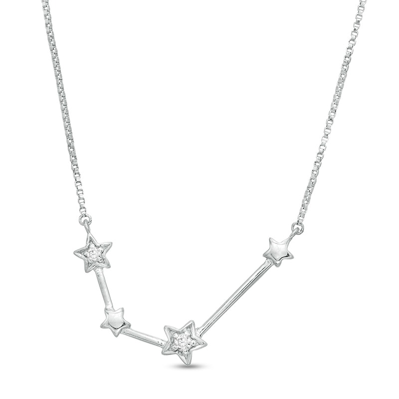 Main Image 1 of Diamond Accent Aquarius Constellation Necklace in Sterling Silver