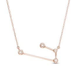 0.04 CT. T.W. Diamond Aries Constellation Bezel-Set Necklace in 10K Rose Gold