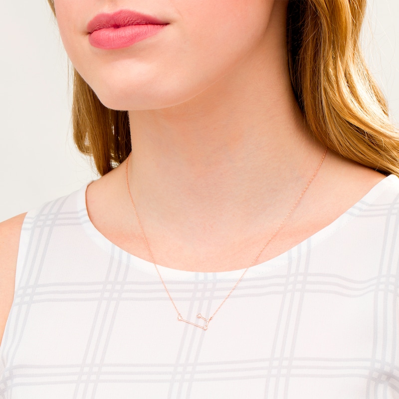 Main Image 2 of 0.04 CT. T.W. Diamond Aries Constellation Bezel-Set Necklace in 10K Rose Gold