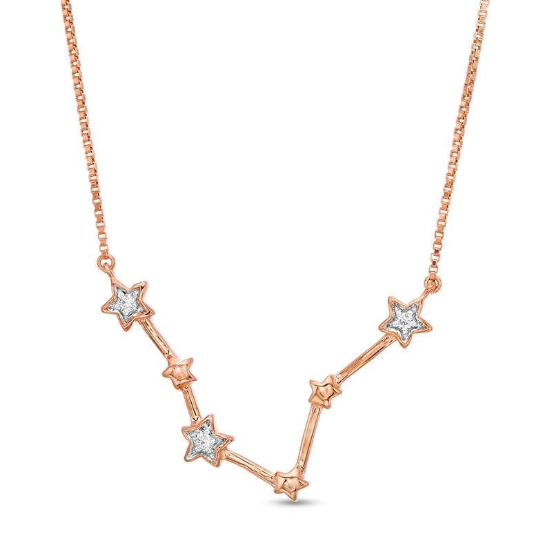 Diamond Accent Pisces Constellation Necklace in Sterling Silver with 14K Rose Gold Plate|Peoples Jewellers