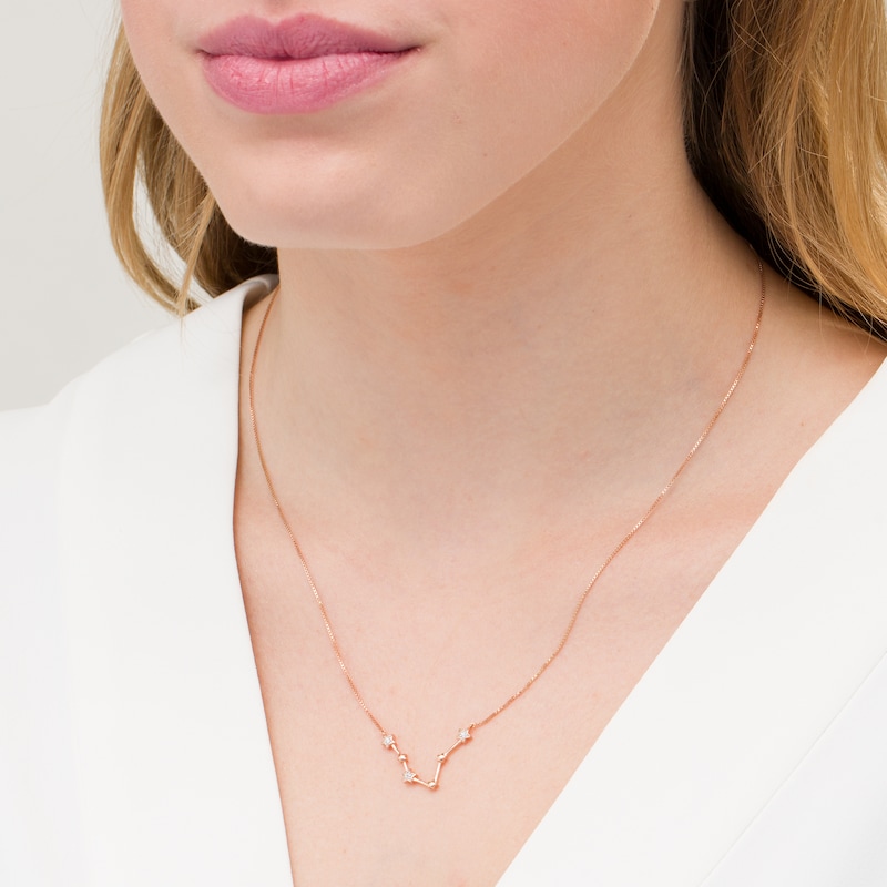 Main Image 2 of Diamond Accent Pisces Constellation Necklace in Sterling Silver with 14K Rose Gold Plate
