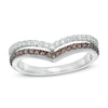 0.45 CT. T.W. Champagne and White Diamond Chevron Anniversary Band in 10K White Gold