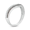 0.45 CT. T.W. Champagne and White Diamond Chevron Anniversary Band in 10K White Gold