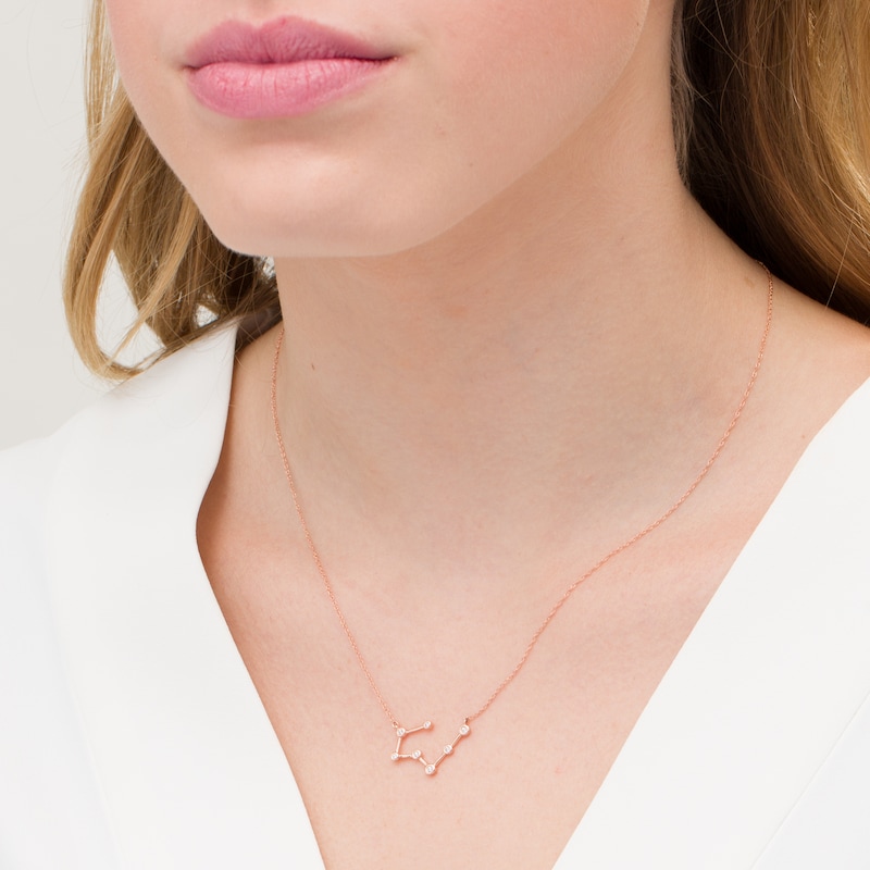 Main Image 2 of 0.04 CT. T.W. Diamond Taurus Constellation Bezel-Set Necklace in 10K Rose Gold