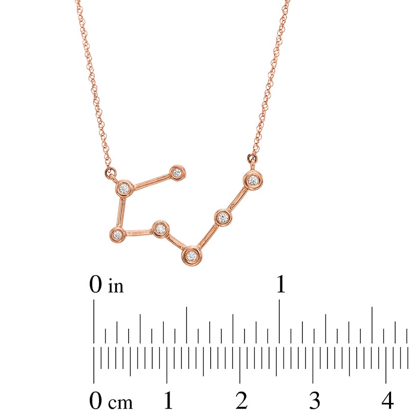 0.04 CT. T.W. Diamond Taurus Constellation Bezel-Set Necklace in 10K Rose Gold