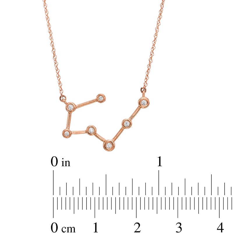Main Image 3 of 0.04 CT. T.W. Diamond Taurus Constellation Bezel-Set Necklace in 10K Rose Gold