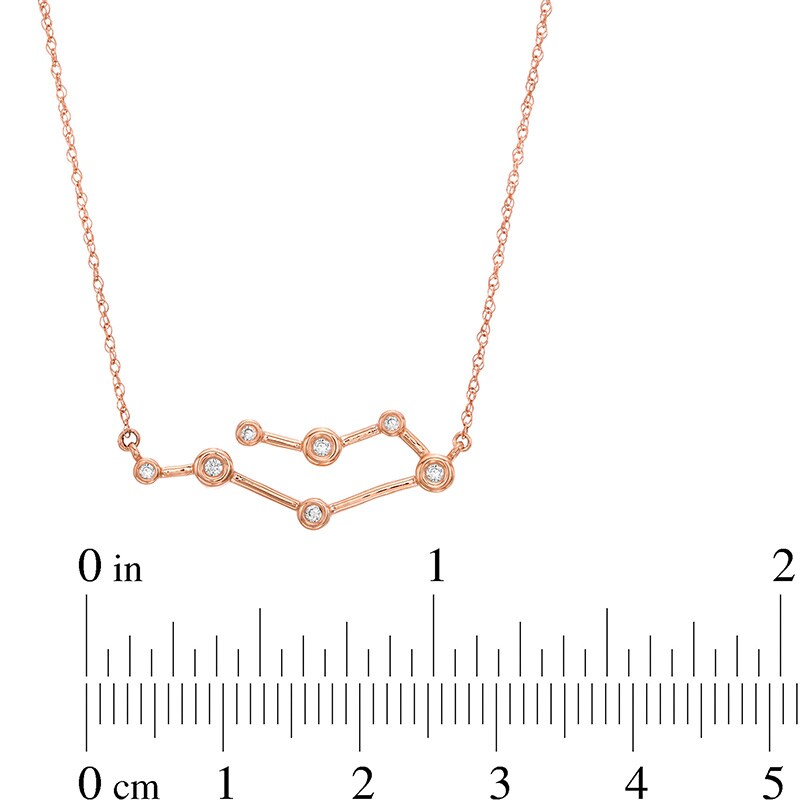 Main Image 3 of 0.04 CT. T.W. Diamond Gemini Constellation Bezel-Set Necklace in 10K Rose Gold