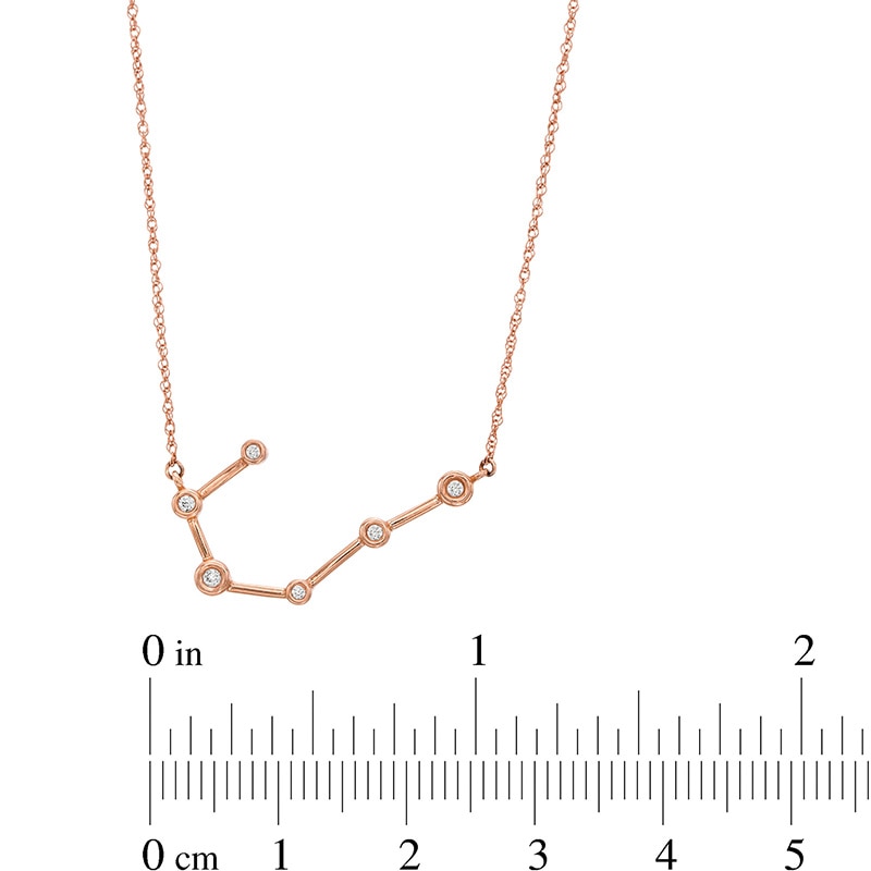 Main Image 3 of 0.04 CT. T.W. Diamond Cancer Constellation Bezel-Set Necklace in 10K Rose Gold