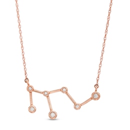 0.04 CT. T.W. Diamond Leo Constellation Bezel-Set Necklace in 10K Rose Gold