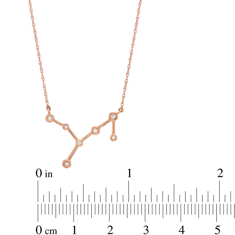 Main Image 3 of 0.04 CT. T.W. Diamond Virgo Constellation Bezel-Set Necklace in 10K Rose Gold