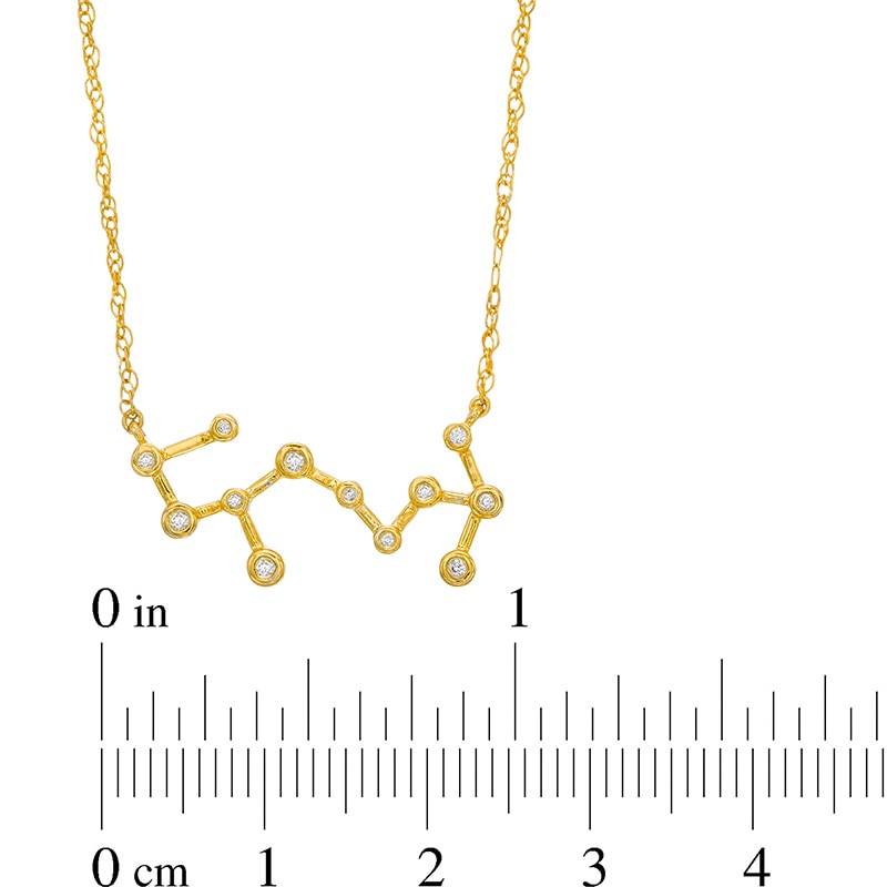 Main Image 3 of 0.04 CT. T.W. Diamond Scorpio Constellation Bezel-Set Necklace in 10K Gold