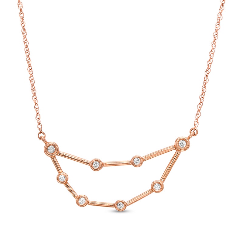 0.04 CT. T.W. Diamond Capricorn Constellation Bezel-Set Necklace in 10K Rose Gold|Peoples Jewellers